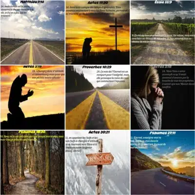 instagram snapshot de la page d'accueil du compte avec 9 images et versets bibliques